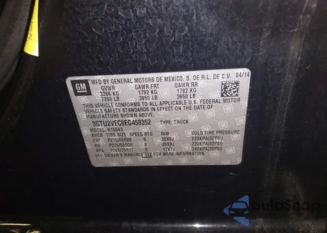 2014 GMC Sierra 1500 Slt из США, поврежденный, VIN 3GTU2VEC8EG458352